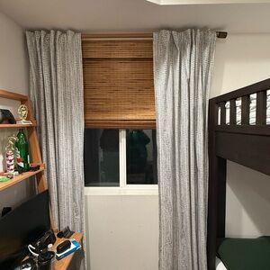 NEW in packaging- West Elm Navy and White Cotton Canvas Curtain